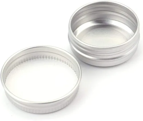 Vista 2 de Tosnail Paquete de 96 mini latas redondas de 0.5 oz/0.5 fl oz con tapas de rosca, recipientes de aluminio vacíos de estaño, tarros de almacenamiento