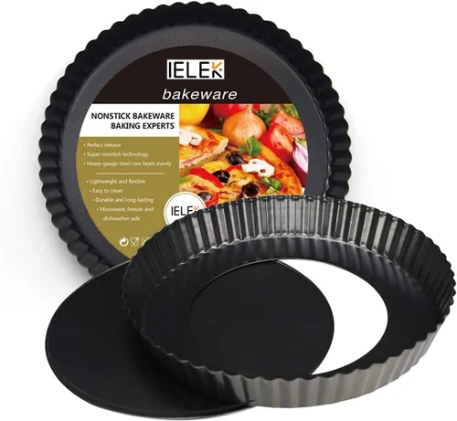Vista 8 de IELEK - Molde para tartas para tartas de flan antiadherente, resistente, de 10 pulgadas, para quiche, con parte inferior suelta extraíble