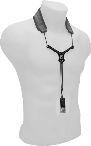 Vista 2 de BG France C20YE Zen - Correa elástica de nailon para clarinete Bb, correa ergonómica para alivio del cuello con conectores de cuero