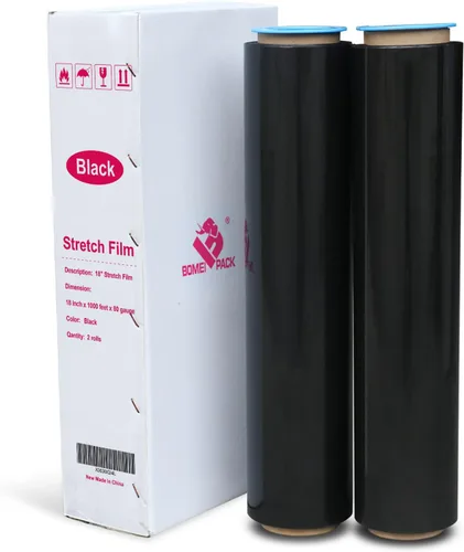 Vista 9 de BOMEI PACK Envoltura retráctil negra, resistencia industrial con mango de plástico de 18 pulgadas x 1000 pies, calibre 80, paquete de 2, envoltura