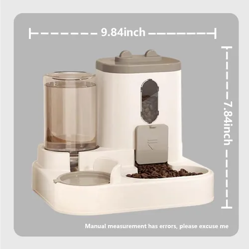 Vista 4 de Juego combinado de alimentador de mascotas y dispensador de agua mejorado dos en uno, alimentador automático y dispensador de agua para mascotas