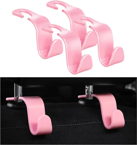 Vista 10 de Ziciner 4 ganchos para reposacabezas de asiento de automóvil, organizador de almacenamiento para asiento trasero, accesorios universales para Negro