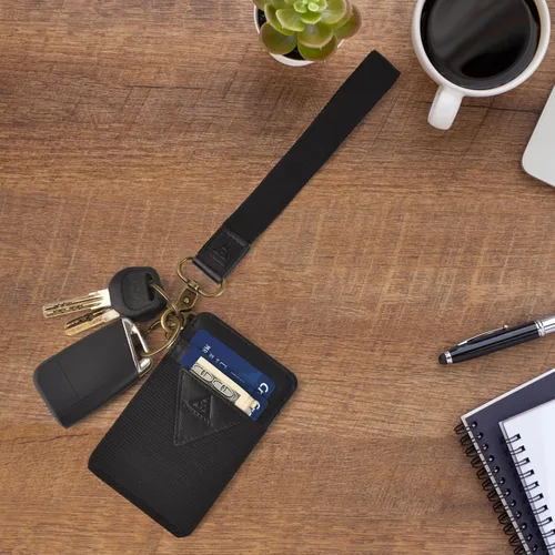 Vista 7 de Tryangoos Cartera delgada con tarjetero para hombres y mujeres, cartera minimalista con bolsillo frontal, tarjetero elástico para tarjetas