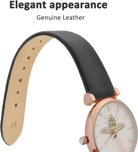 Vista 3 de WOCCI Correas de reloj elegantes, correas de repuesto de cuero genuino para hombres y mujeres, ancho de la correa 0.315 in, 0.394 in, 0.472 in