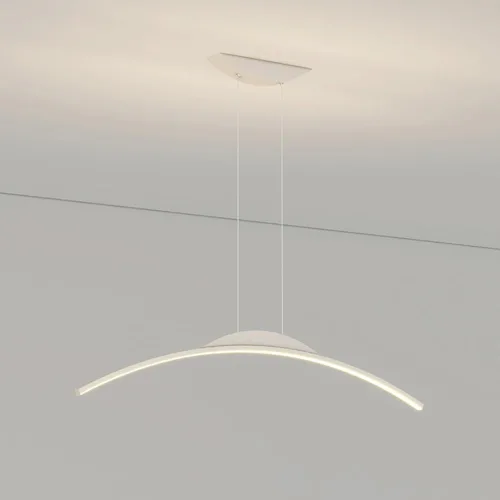 Vista 7 de 31.5in Dining Room Dimmable Chandeliers, Modern Linear Metal Ceiling Hanging Lighting, Adjustable Height Arc Shaped Pendant Lights for Kitchen Black