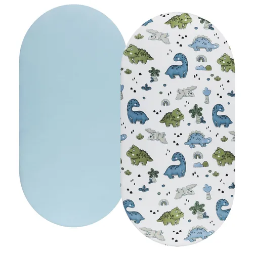 Vista 10 de Juego de sábanas de moisés, paquete de 2 sábanas bajeras ajustadas, elásticas ultra suaves, para colchón de cuna rectangular ovalada de reloj