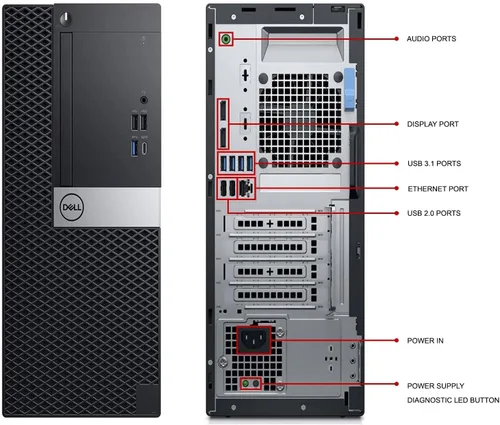 Vista 3 de Dell OptiPlex 5060 Tower Computadora de escritorio para negocios Windows 11 Pro, MT PC Core i5-8500 3.0GHz CPU de 6 núcleos, 32 GB de RAM, SSD de 1