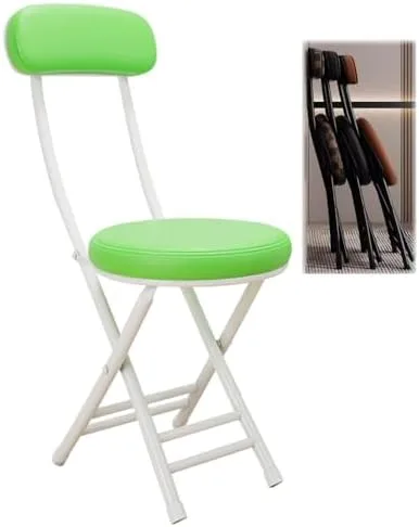 Vista 8 de Compact Foldable Bar Stool with Backrest & Round Cushion - Space-Saving Portable Chair for Kitchen, Dining, Living Room, Office & Balcony - Stylish
