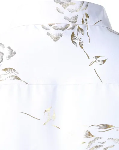 Vista 6 de ZEROYAA Camisas de vestir de manga corta con botones y estampado de rosas doradas para hombre