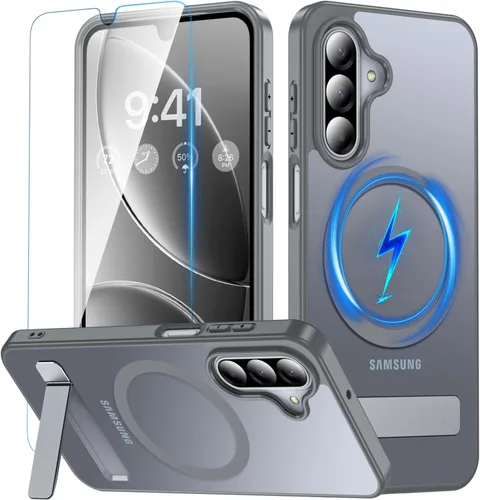 Vista 17 de OWKEY Funda magnética para Samsung Galaxy A15 5G con protector de pantalla y soporte, funda magnética para protección de grado militar Magsafe a