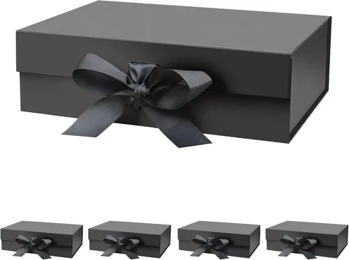 Vista 15 de DaiUni 10.5"X7.5"X3.1" Black Magnetic Gift Box with Lid and Ribbon for Presents