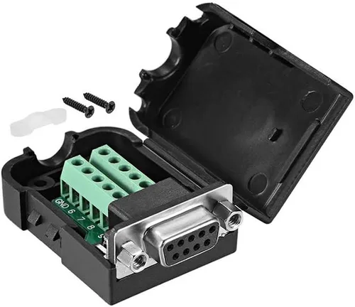 Vista 7 de Trolleyshop Conector DB9 macho 9pin pin placa de terminales D-SUB Cubierta de plástico sin soldadura a tornillo Conector de terminal Módulo de señal