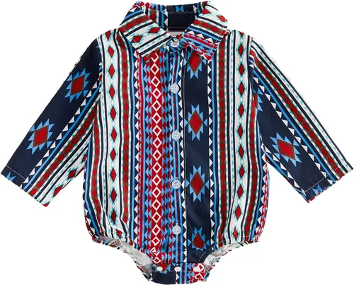 Vista 8 de BULINGNA Mameluco de una sola pieza para bebé niño vaquero camisa ropa occidental Azul oscuro