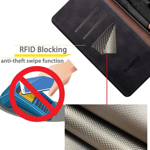 Vista 3 de SUANPOT Funda de piel tipo cartera para Samsung Galaxy Note 10 de 6.3 pulgadas con bloqueo RFID, soporte para tarjetas de crédito, libro de folio