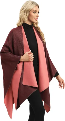 Vista 14 de Femdouce Manta cálida para mujer, ligera, con frente abierto, capa tipo poncho para primavera, otoño e invierno