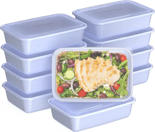 Vista 12 de Bentgo Prep - 20 piezas de contenedores reutilizables para preparación de comidas con 1 compartimento y tapas, materiales libres de PFAS y BPA