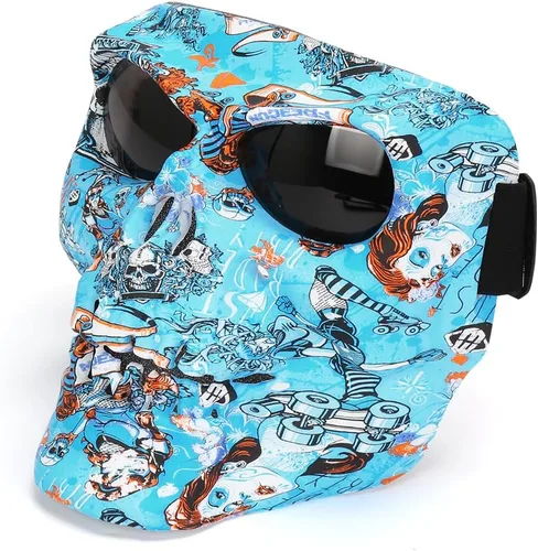 Vista 10 de Máscara de calavera espeluznante con lente polarizada para Airsoft, Paintball, Motor Racing