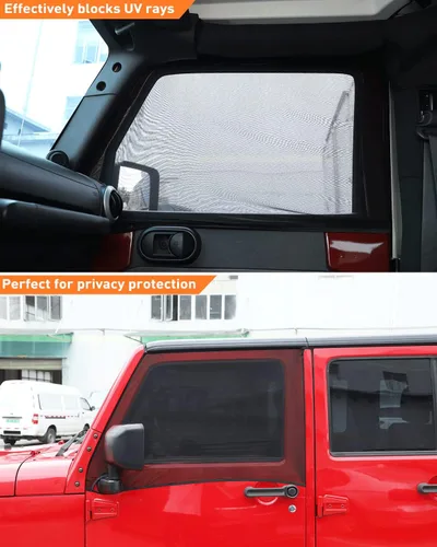 Vista 3 de Savadicar Parasoles para Ventana Delantera, Parasol de Malla Transpirable para Ventana Lateral, Red Protectora Solar Elástica Compatible con Jeep