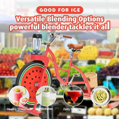 Vista 5 de Blue Outdoor Pedal Blender Bike – Exprimidor de batidos para frutas y verduras, licuadora comercial de jugo de fitness