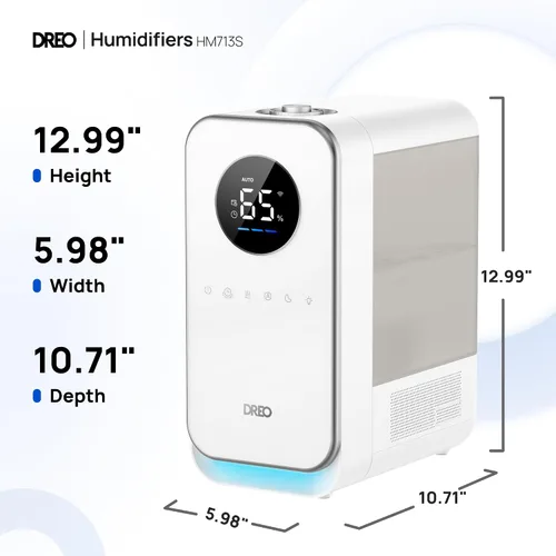 Vista 9 de Dreo - Humidificadores para recámara, llenado superior, inteligente, silencioso, vapor frío, difusor de aceite y luz nocturna, tiempo