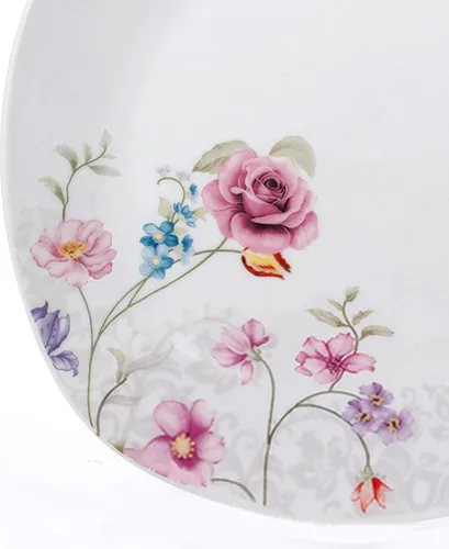 Vista 6 de Lorren Home Trends Juego de vajilla cuadrada de porcelana de 20 piezas para 4 diseños florales pequeños, color blanco
