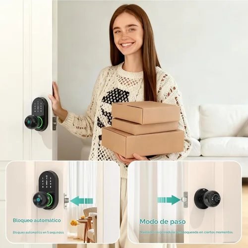 Vista 6 de Smart Door Lock Knob Fingerprint Keypad Keyless Entry Lock for Front Door