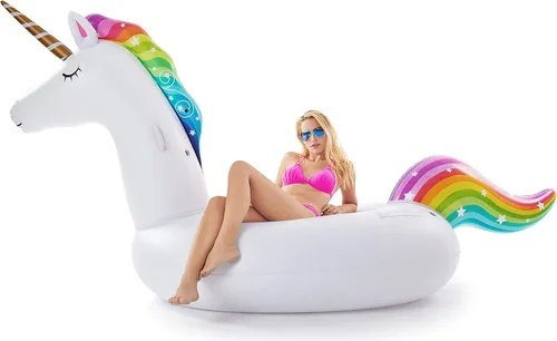 Vista 5 de Jasonwell Flotador inflable gigante de unicornio para piscina con válvulas rápidas y flotador inflable gigante de Pegaso de Jasonwell con válvulas
