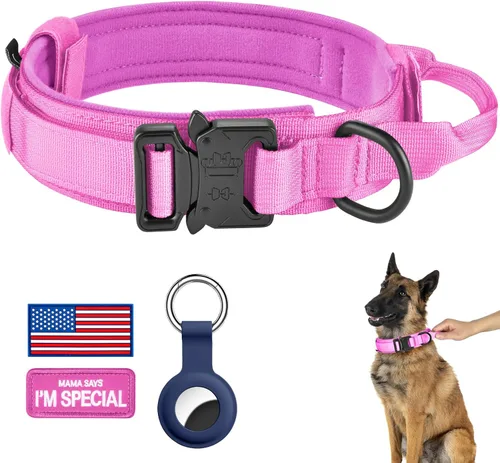 Vista 27 de DAGANXI - Collar táctico para perro, collar ajustable de nailon para adiestramiento con asa de control y hebilla, para perros medianos y grandes