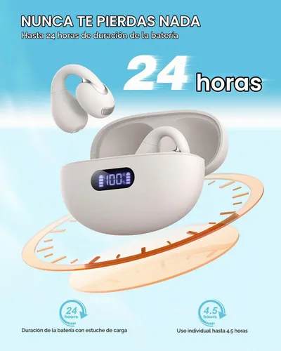 Vista 7 de Jzones Auriculares inalámbricos con clip de oreja abierto, Bluetooth 5.4, ligeros, cómodos, deportivos, de conducción ósea, micrófono integrado