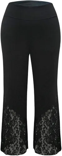 Vista 5 de Pantalones acampanados de yoga para mujer, pantalones elásticos de teñido anudado, cintura alta, talla grande, pantalones palazzo largos y anchos