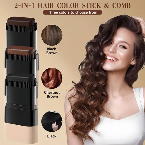 Vista 9 de Barra y peine 2 en 1 para teñir el cabello, impermeable y a prueba de sudor, retoque de raíz instantáneo y conveniente para cabello gris, peine