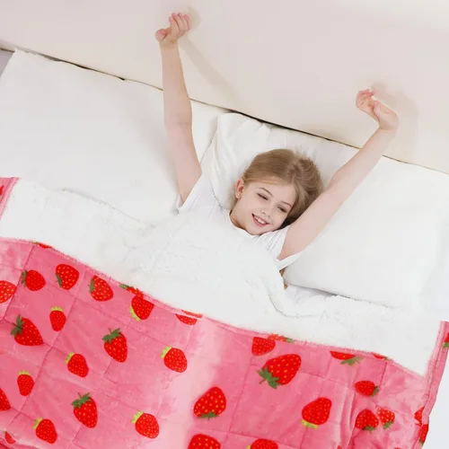 Vista 19 de Aemicion Manta con peso para niños de 7 libras, tamaño individual de 41 x 60 pulgadas, cómoda, suave y esponjosa Sherpa, manta pesada para niños