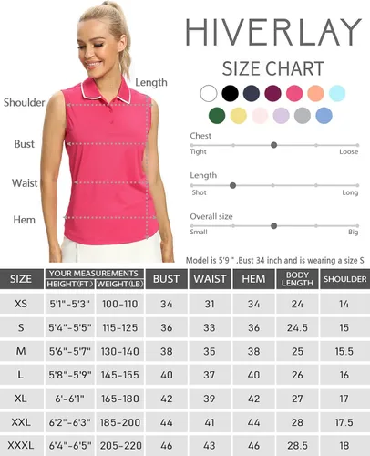 Vista 6 de Camisetas polo para mujer, sin mangas, para golf, tenis, UPF 50+, ligeras