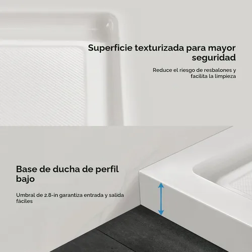 Vista 8 de OVE Decors Base de ducha cuadrada de 32 pulgadas de ancho x 32 pulgadas de profundidad, drenaje central, acrílico blanco, diseño reversible