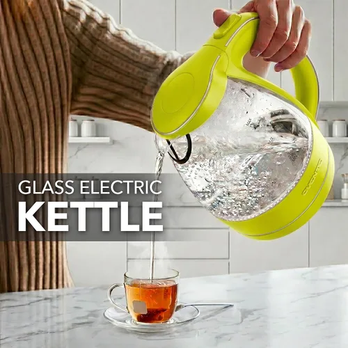 Vista 8 de Ovente Tetera de 1.5 litros libre de BPA, cristal, inalámbrica, eléctrica Verde