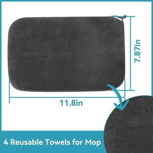 Vista 2 de Mopa plana de microfibra reutilizable para limpieza de pisos, base de aluminio de 10.8 pulgadas (10.8 in) con mango de aluminio de 52 pulgadas