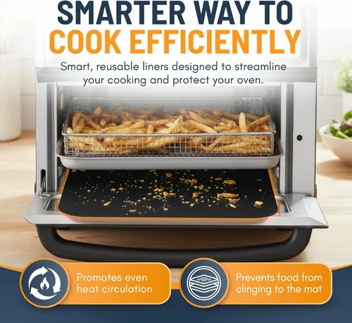 Vista 3 de Revestimientos para horno tostador para la parte inferior del horno (paquete de 2) revestimientos reutilizables antiadherentes resistentes al calor