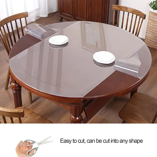 Vista 4 de Protector de mesa de PVC esmerilado de 0.079 pulgadas de grosor, almohadilla redonda de plástico, antideslizante, transparente, cubierta de mesa