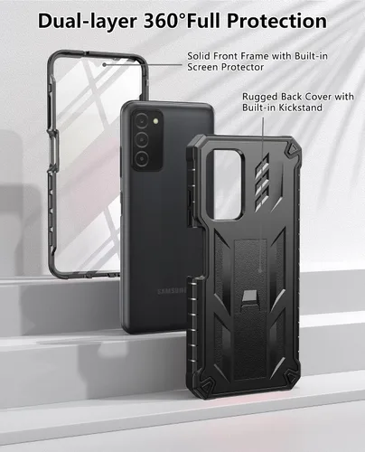 Vista 8 de SOiOS Funda para teléfono Samsung Galaxy A03S: Soporte duro integrado y protector táctil Militar a prueba de golpes TPU resistente suave resistente