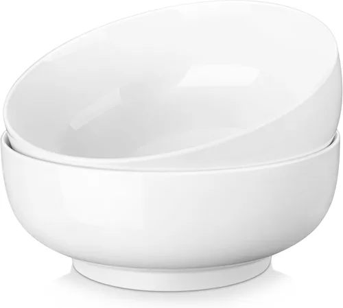 Vista 12 de MALACASA Juego de Tazones para Ensalada, 44 OZ (7") Tazones Grandes para Sopa Tazones para Cereal para Cocina, Juego de Tazones de Cerámica Blanca