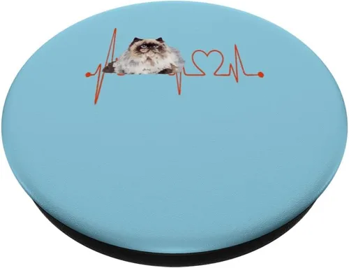 Vista 2 de Himalayan Cat Heartbeat EKG Funny I Love My Cat PopSockets intercambiables PopGrip