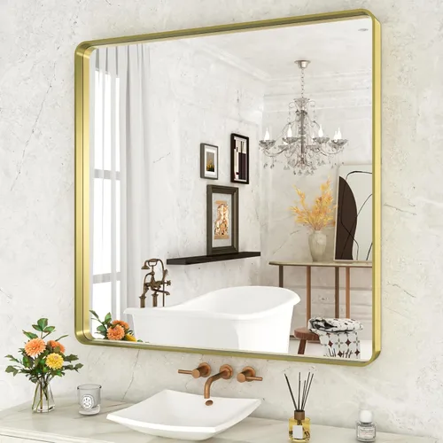 Vista 118 de WEER - Espejo de baño con luces LED, 50x70cm, espejo de tocador montado en la pared, 3 colores regulables, almohadilla antiempañante retroiluminada