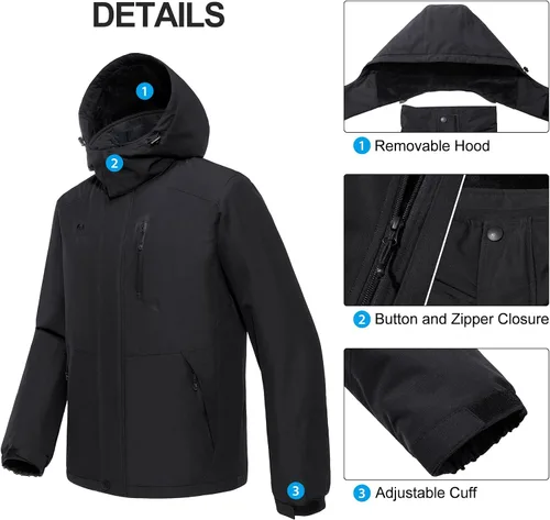 Vista 5 de GOLDEN CAMEL Men's Winter Jacket Windproof Ski Snow Jacket Waterproof Thicken Parka Rain Jacket Warm Puffer Coat