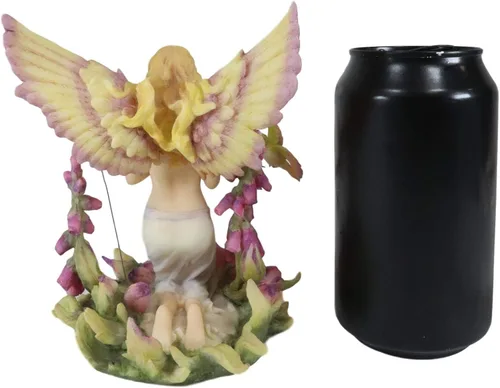 Vista 8 de Ebros Gift Jody Bergsma Faith Fairy Naiad - Estatua de flores moradas con colibríes, 5.75 pulgadas de alto, figura mágica de jardín de hadas