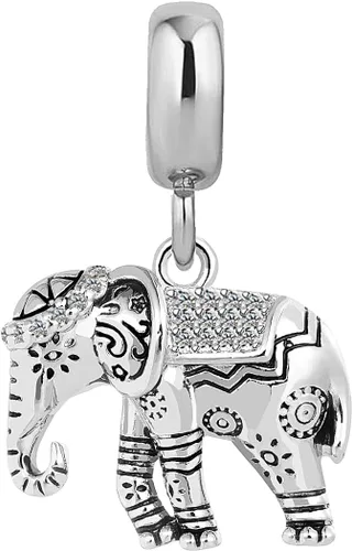 Vista 2 de KunBead Abalorios colgantes de cumpleaños de elefante compatibles con pulseras Pandora y collar para mujer