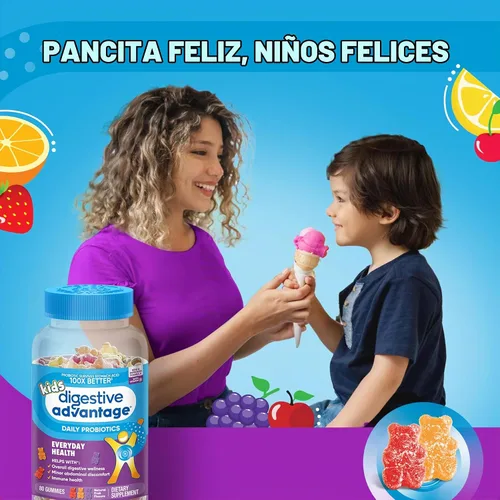 Vista 5 de Digestive Advantage Gomitas Probióticas Diarias para Niños, Multi, Sabores Naturales de Fruta, 80