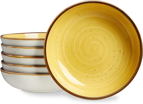 Vista 8 de ONEMORE Cuencos para pasta de porcelana de 30 onzas, cuencos poco profundos para pasta, juego de 4 platos poco profundos, aptos para microondas