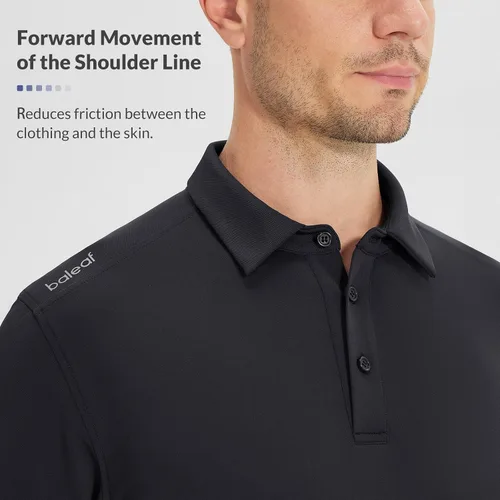Vista 4 de BALEAF Camisas polo para hombre, de secado rápido, atléticas, deportivas, de trabajo, UPF 50+