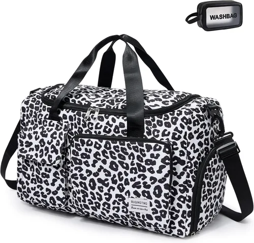 Vista 56 de Bolsa de Gimnasio Pequeña para Mujer, Bolsa de Lona de Viaje, Bolsa de Fin de Semana con Compartimento para Zapatos