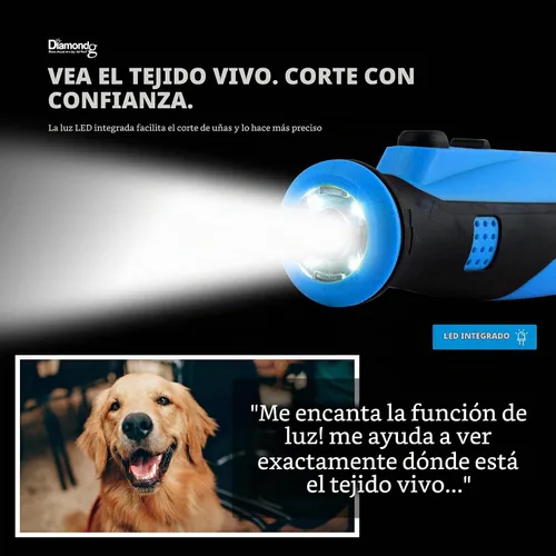 Vista 6 de Diamondg Molinillo de uñas inalámbrico para perros con sonido silencioso y punta LED para perros grandes y pequeños, 4 horas de funcionamiento 003